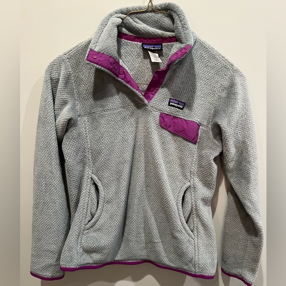 Women’s Patagonia Re-Tool Snap-T Pullover - Gray/Purple - Picture 1 of 3